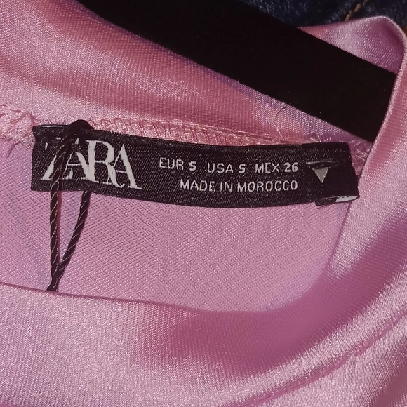 Zara Soft Pink Satin Dress Nwt Sz S Mini Invisable zipper - Picture 2 of 12
